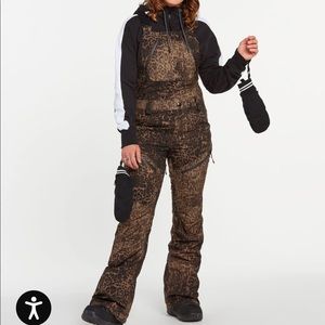 volcom cheetah print bibs